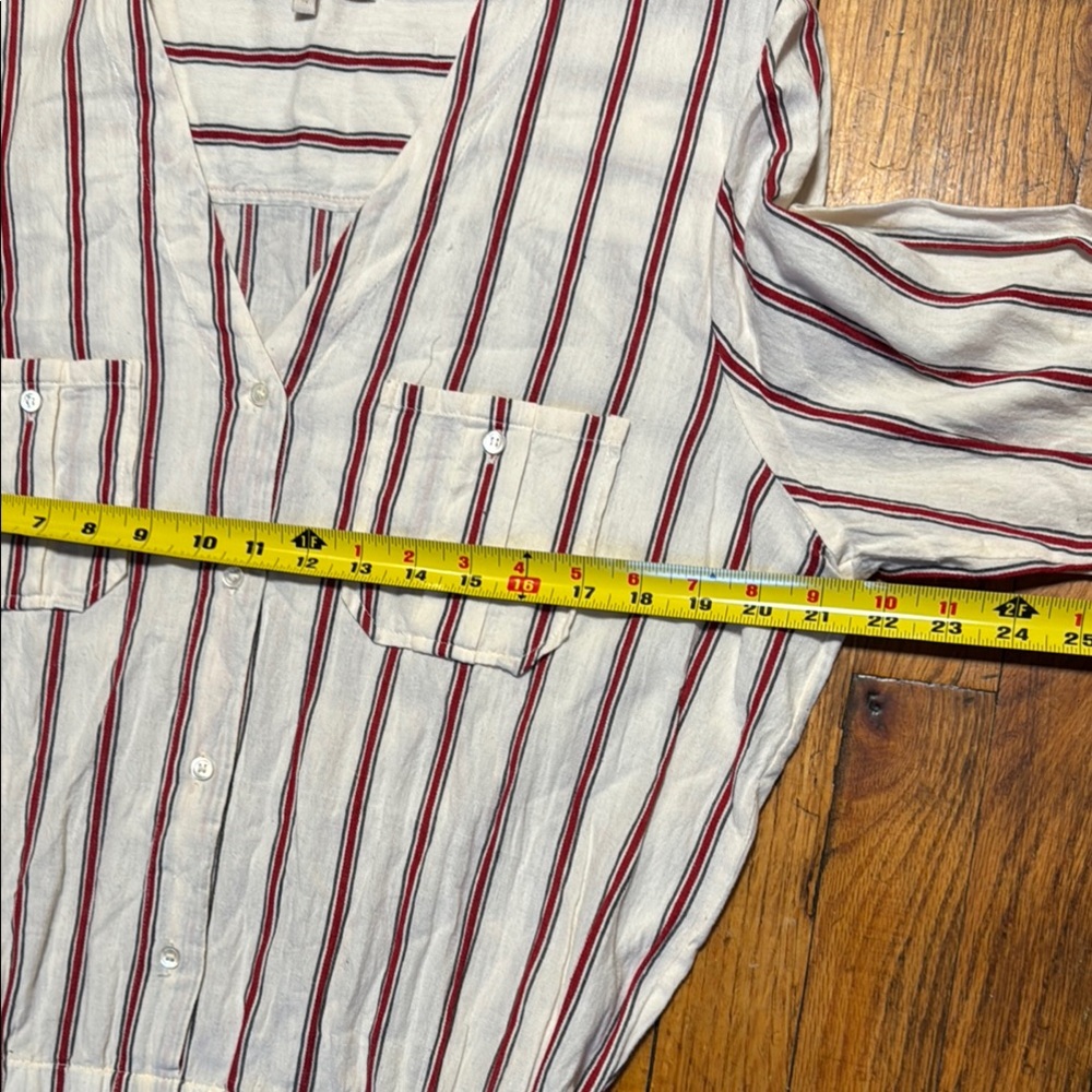 VANESSA BRUNO Women's 100% Cotton Striped V-Neck Button-Up Romper Comfy Size 42‎ - Picture 6 of 14